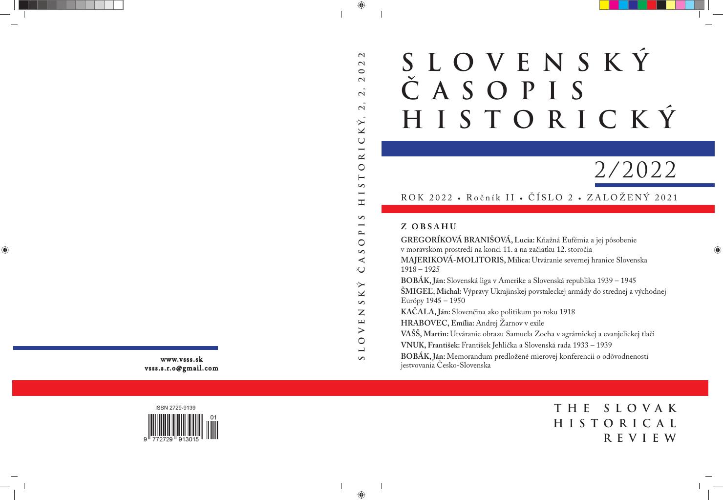 Obálka — Slovenský časopis historický 2/2022