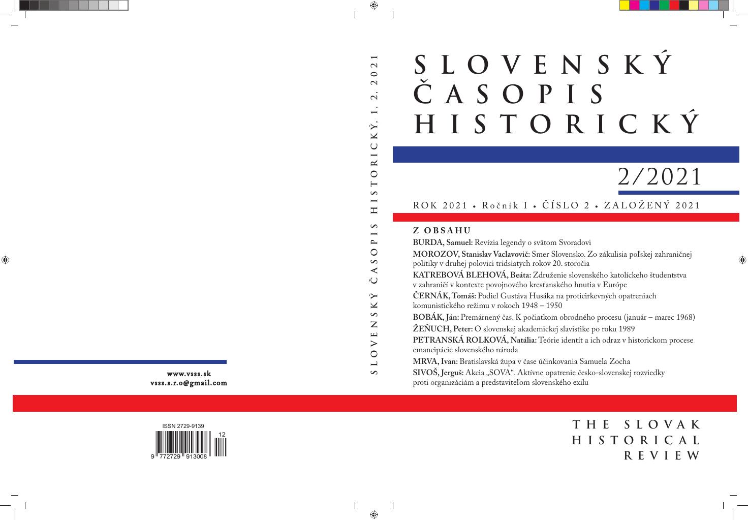 Obálka — Slovenský časopis historický 2/2021