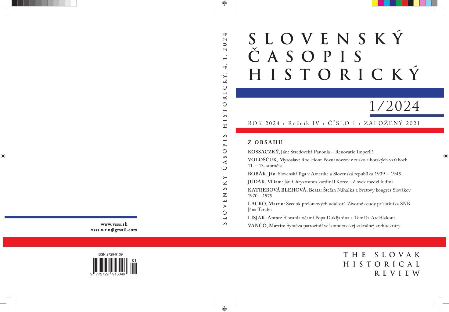 Obálka — Slovenský časopis historický 1/2024