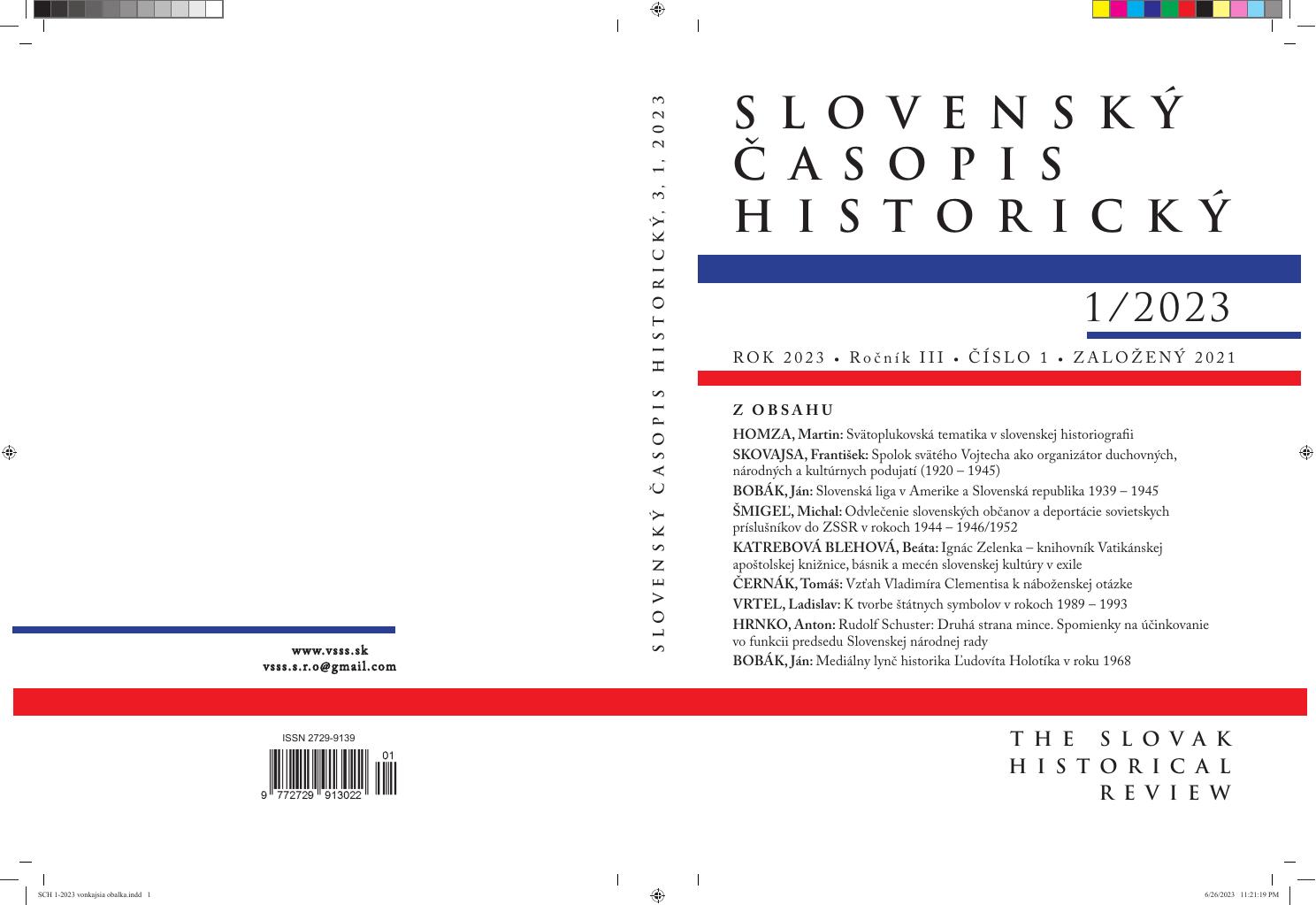 Obálka — Slovenský časopis historický 1/2023